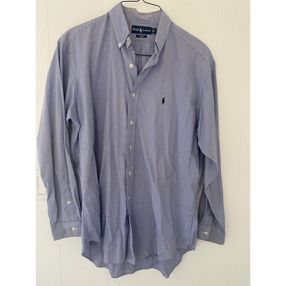 Polo Ralph Lauren‎ Shirt Men's Blue Large Long Sleeve Button Down Blake Cotton